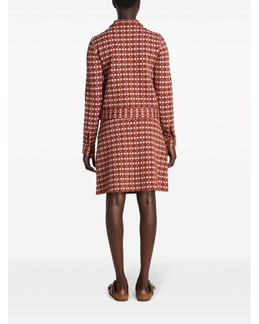St. John Red Geometric-jacquard Knitted Miniskirt