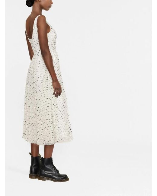 RED Valentino White Polka Dot Flared Dress
