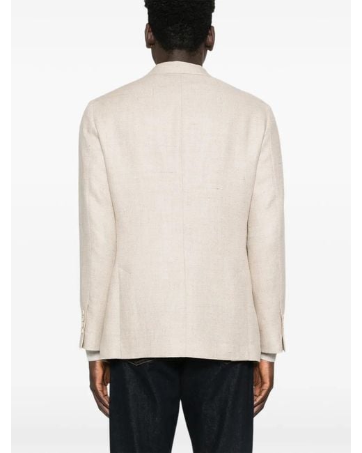 Brunello Cucinelli White Buttoned Flap-Pocket Blazer for men