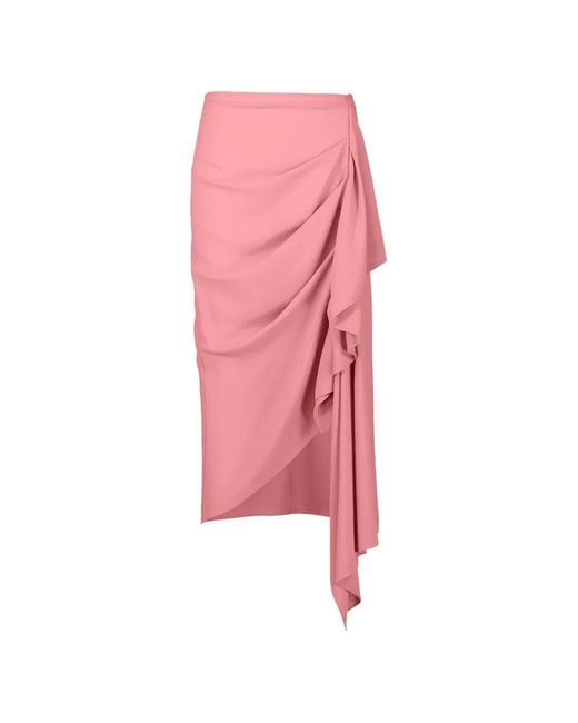 Michael Kors Pink Cascade Ruffled Midi Skirt