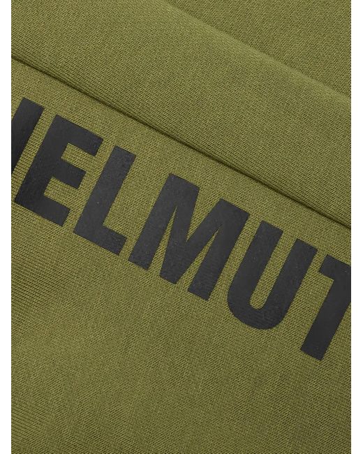 Helmut Lang Green Elasticated-Cuff Logo-Print Joggers for men