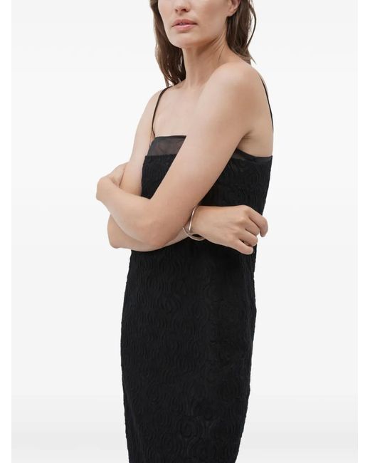 Another Tomorrow Black Embroidered Mini Dress