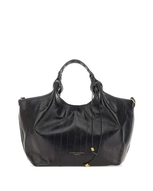 Gianni Chiarini Black Dua Leather Tote Bag