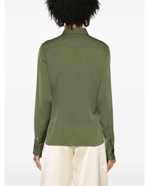 Theory Long-sleeve Silk Shirt in het Green