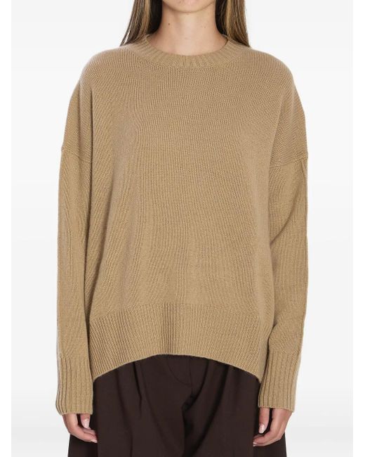 Allude サイドスリット カシミアセーター Natural