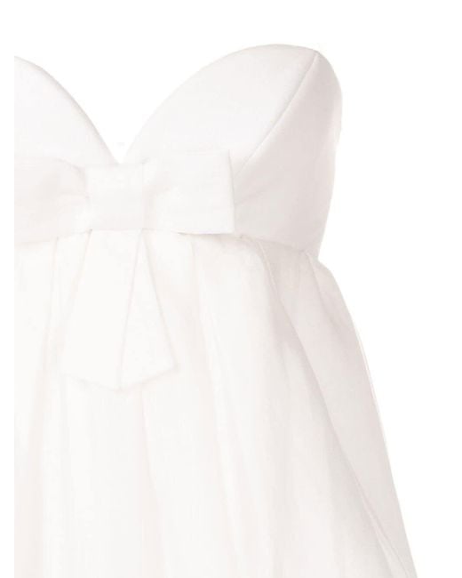 Adriana Degreas White Bow-detail Sweetheart-neck Dress