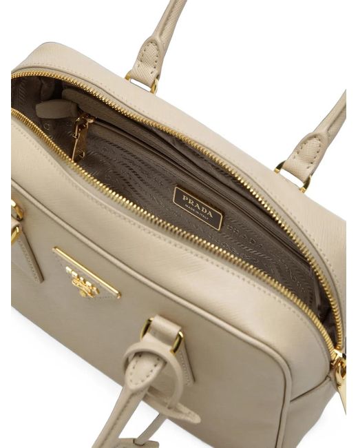 Prada Natural Small Saffiano Leather Top-Handle Bag
