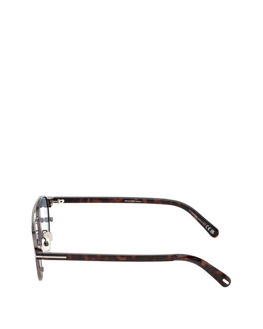 Tom Ford Brown Double-Bridge Pilot-Frame Sunglasses for men