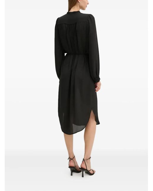 Bruuns Bazaar Black Pleated-Panel Midi Dress