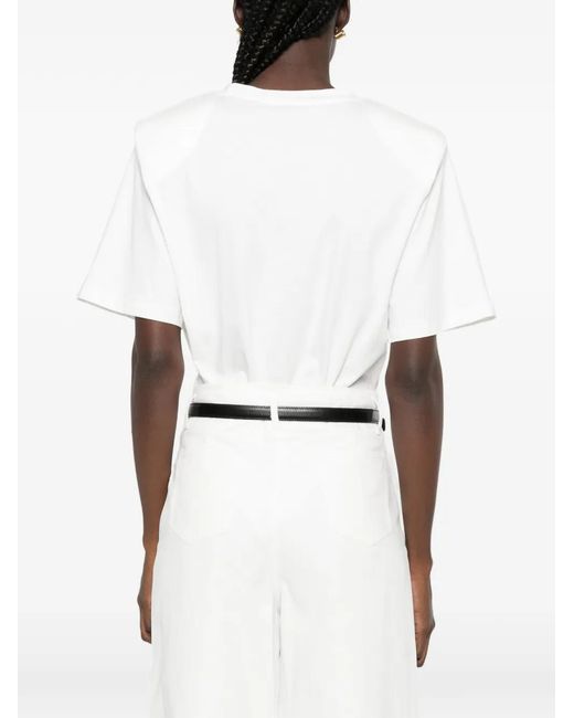 WEILI ZHENG White Padded-Shoulder Short-Sleeve T-Shirt