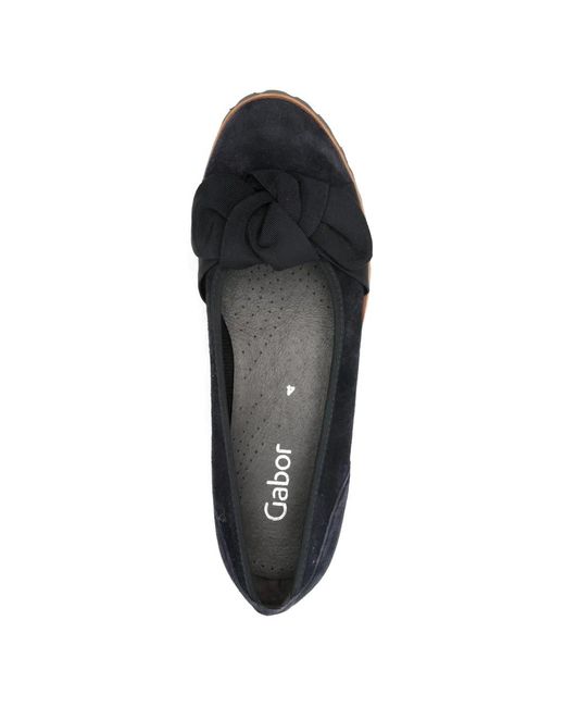 Gabor Black Philosophy Bow-Detail Flat Pumps