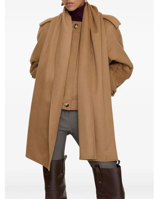 Burberry Brown Detachable Scarf Cashmere Jacket