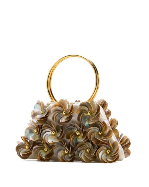 Vanina Metallic Fleurs De Shells Clutch Bag