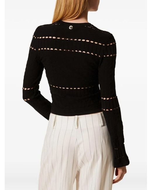 Twinset Black Fitted Jumper With Openwork