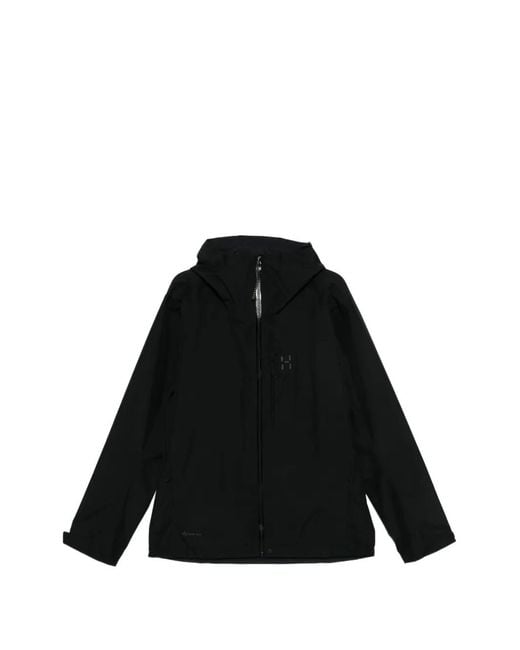 Haglöfs Black Logo-Patch Hooded Jacket for men