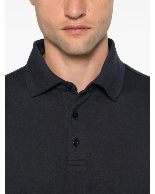 Herno Blue Long-Sleeve Polo Shirt for men