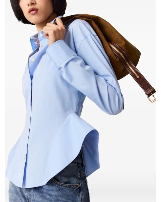 Stella McCartney Blue Peplum-Waist Shirt