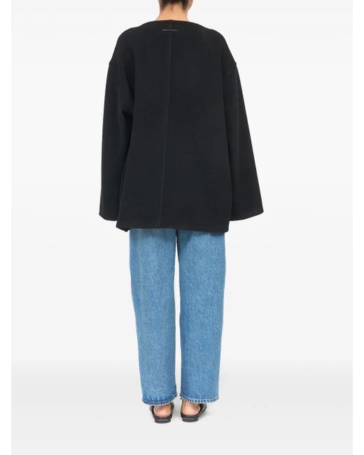MM6 by Maison Margiela Black Single-Stitch Felted Sweatshirt
