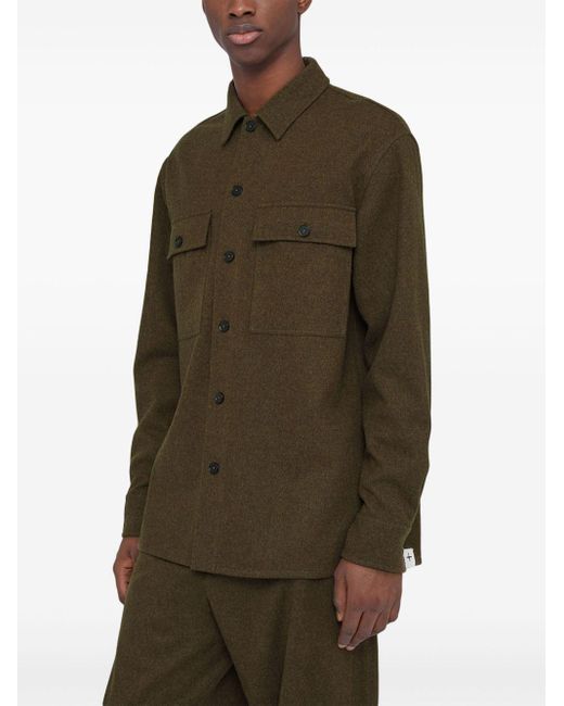 Jil Sander Green Drop-Shoulder Flannel Shirt for men