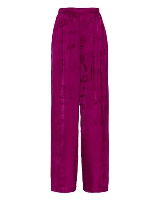 Balenciaga Purple Logo-Pattern Trousers
