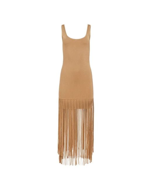 Toccin White Roxanne Scoop-Neck Fringed Midi Dress