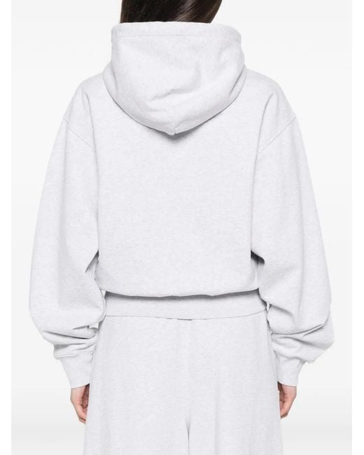 Alexander Wang White Crystal Drawcord Zip-Up Hoodie