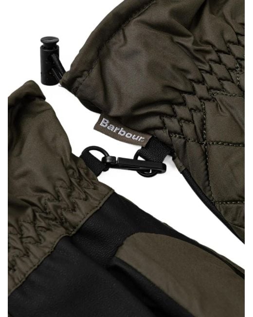 Barbour Black Quilted Drawstring Gloves