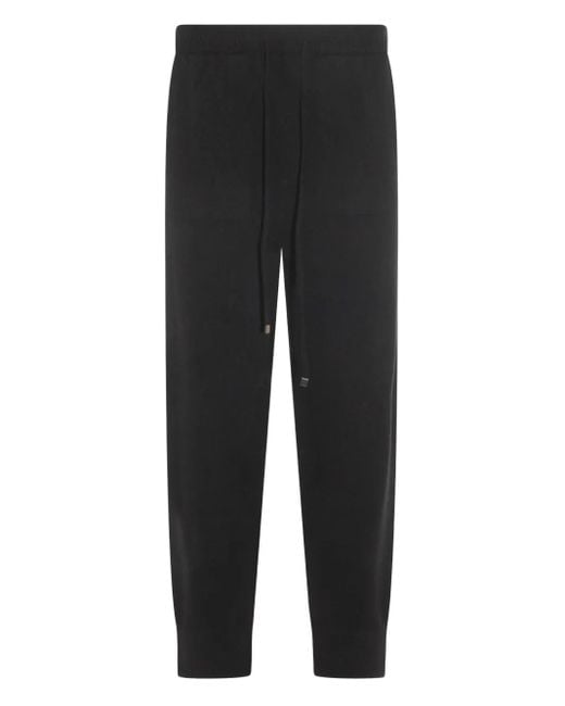 Antonelli Black Drawstring Wool-Silk-Cashmere Blend Straight Trousers