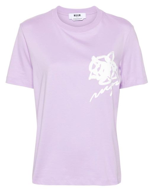 T-shirt à logo imprimé MSGM en coloris Purple