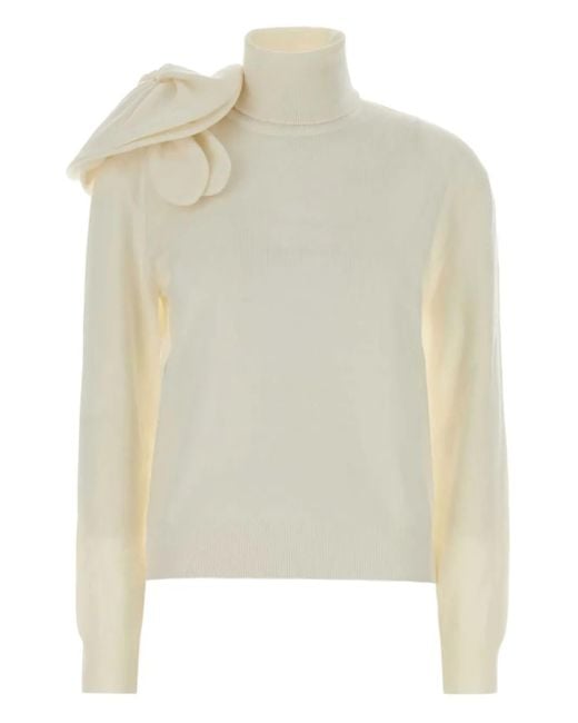 Moschino White High Turtleneck Sweater
