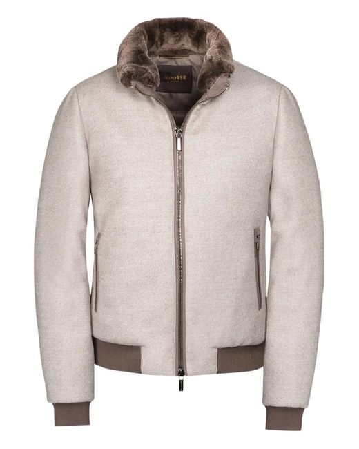 Moorer Natural Bellati-Lp Fur Collar Zip-Up Jacket for men