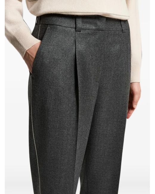 Peserico Gray Pleated Turn-Up Trousers