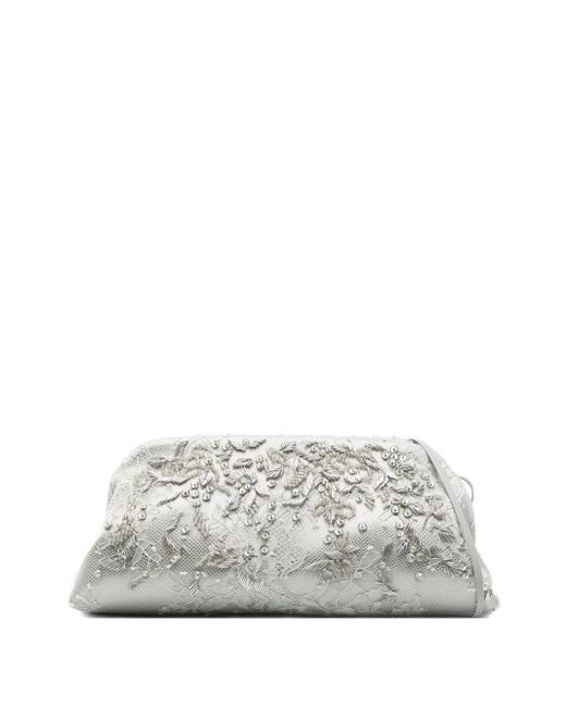 Alberta Ferretti ビーズ レース クラッチバッグ White