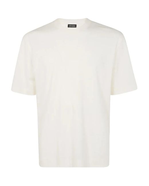 Camiseta con cuello redondo y manga corta Zegna de hombre de color White