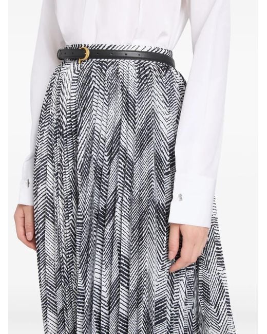 Jupe Mi-Longue Plissée À Motif De Chevrons Ports 1961 en coloris Gray