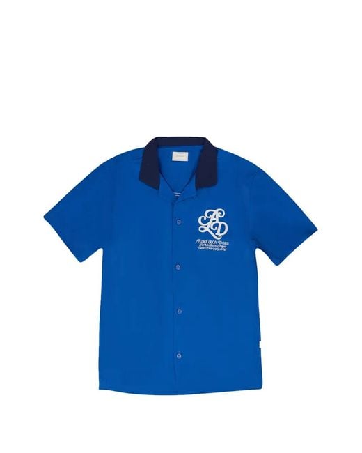 Aimé Leon Dore Blue Logo-Print Bowling Shirt for men