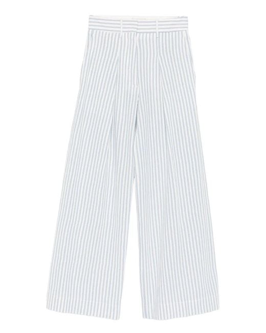 Forte_forte White Striped Pleated Trousers