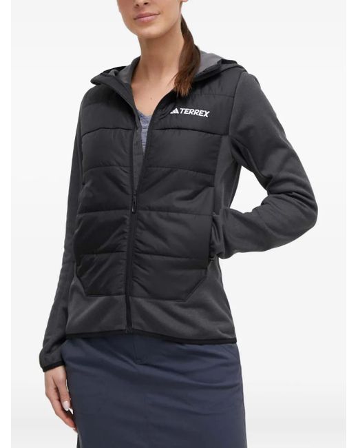 Adidas Black Quilted Hooded Jacket