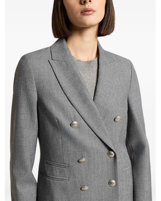 Peserico Gray Double-Breasted Blazer