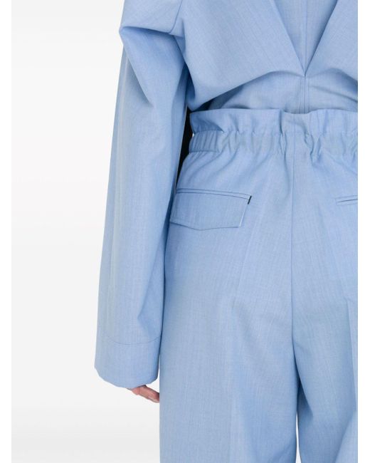 Pantalon ample à taille froncée Victoria Beckham en coloris Blue