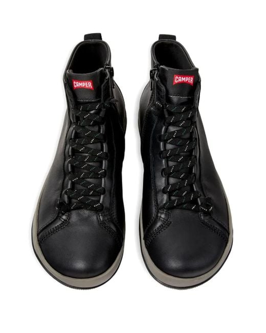 Camper Black Peu Pista Lace-Up Leather Sneakers for men