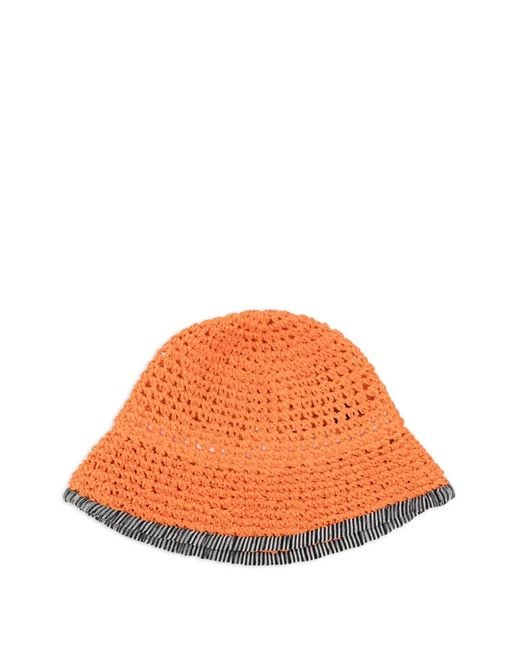 Missoni Orange Crochet-Knit Striped-Trim Hat
