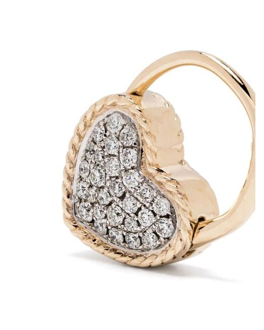 Yvonne Léon White 9Kt Creole Cadenas Coeur Diamond Earring