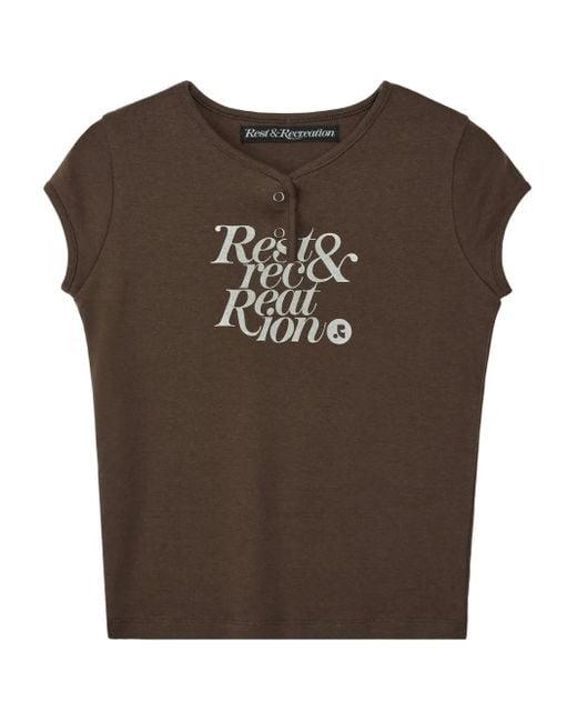 Rest&Recreation Brown T-Shirt mit Logo-Print