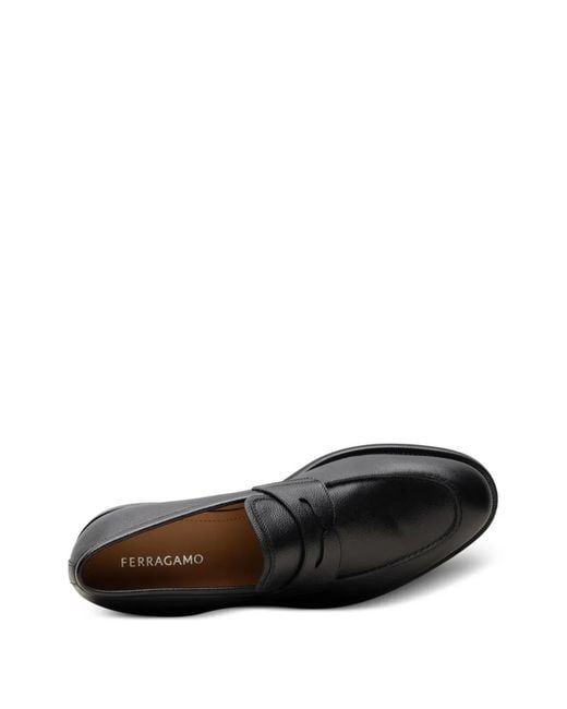 Ferragamo Black Leather Loafers for men