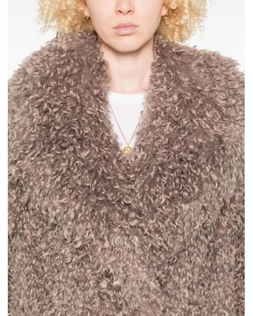 Tagliatore Natural Faux-Fur Lapel Coat