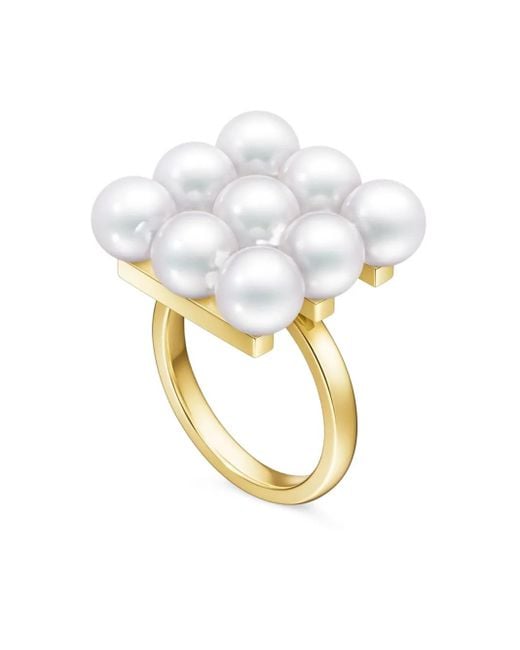 Tasaki White 18K Collection Line Balance Build Akoya Pearl Ring