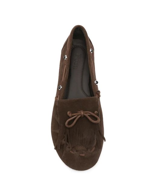 POSA Brown Fringe-Detail Loafers