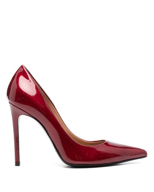 Red leather stilettos clearance