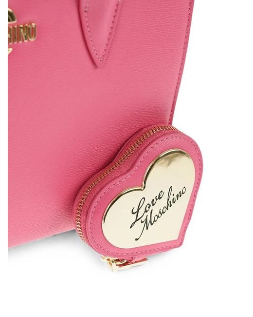 Moschino Pink Logo-Plaque Tote Bag